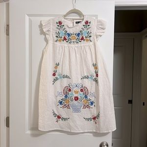 SHEIN White Floral Embroidered Dress